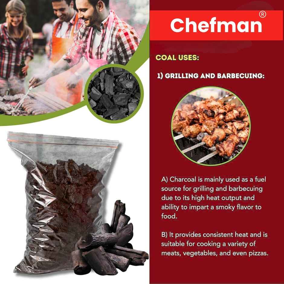Chefman Premium Coal | Suitable for Barbecue, Pooja Dhoop, Havan, and Gardening Use