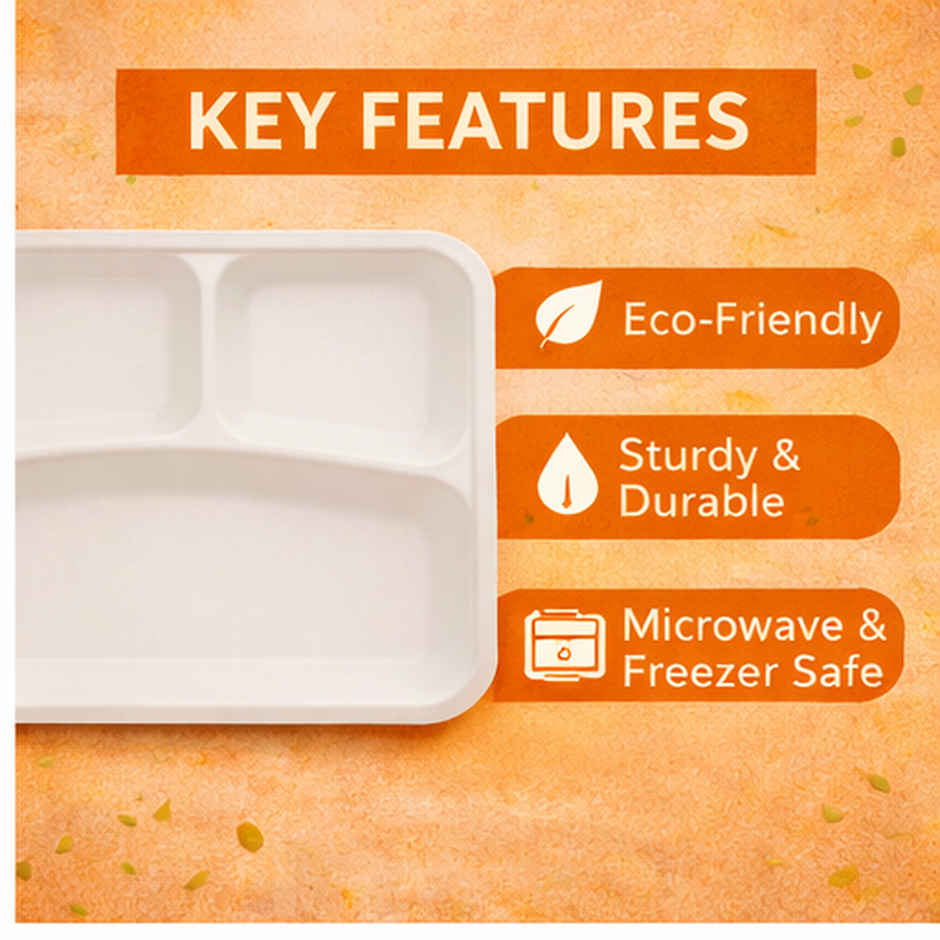 Disposable Bagasse Plates | 4 Compartment | 11 inch | Ezee