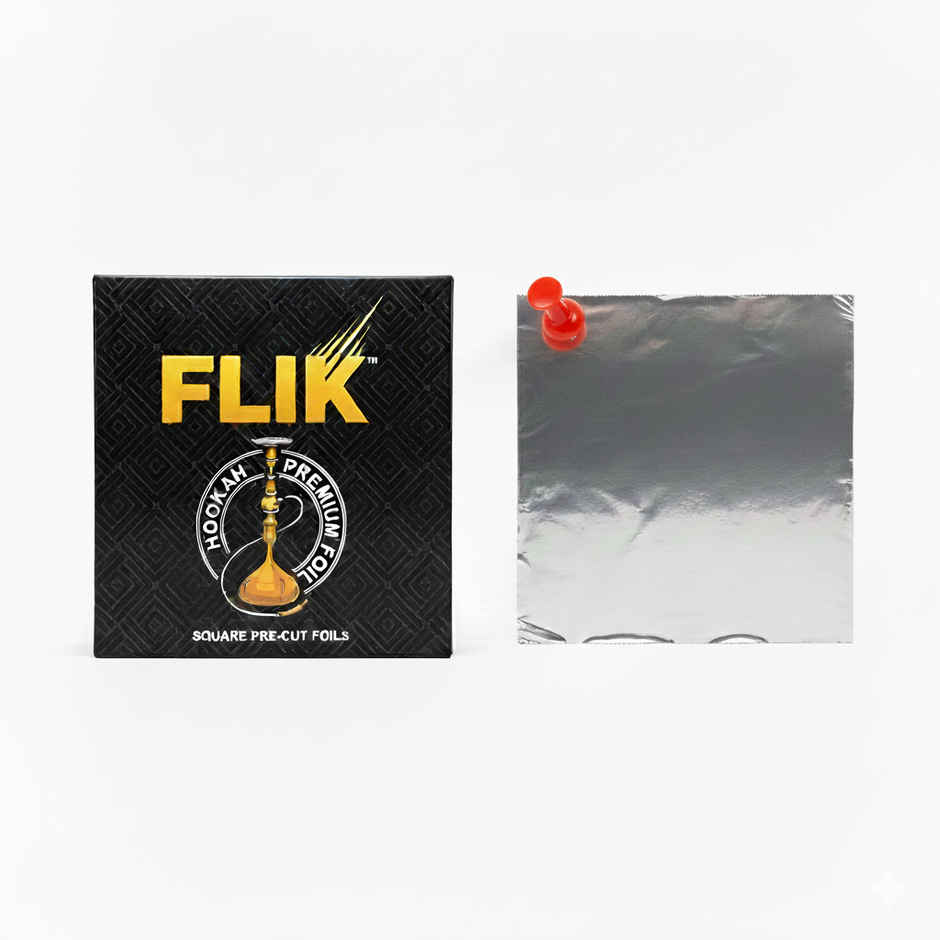 Flik Premium Pre-Cut Hookah Foil (1pc) & Flik Premium Hookah Filters (1pc) & Stash-Pro Premium Magic Coal (10pc) Combo 