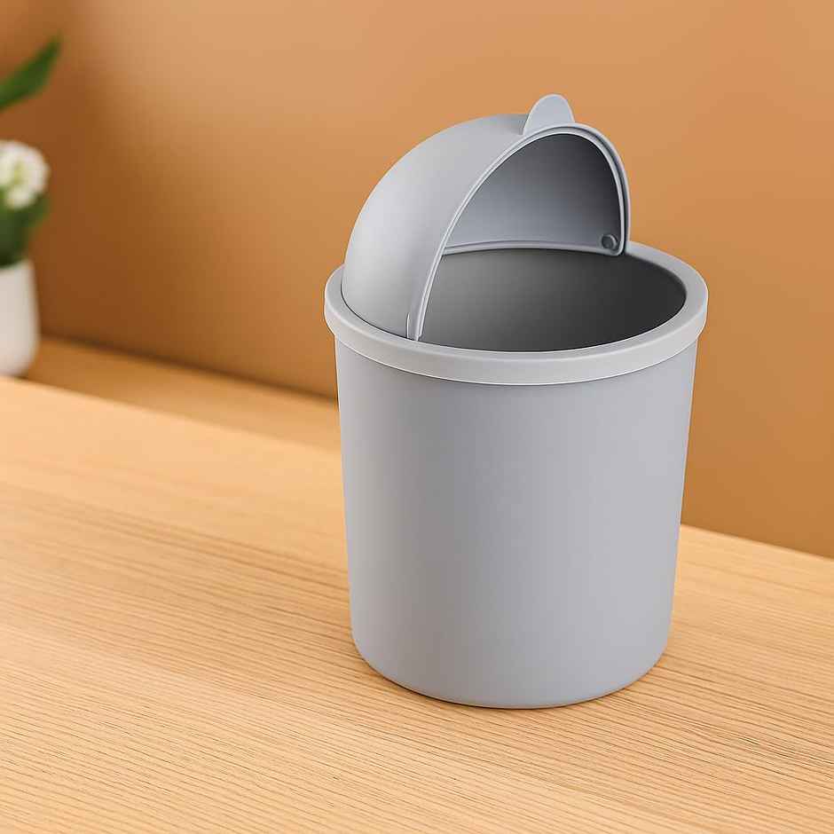 Kuber Industries Plastic Swinging Lid Waste Storage Garbage Bin | Gray