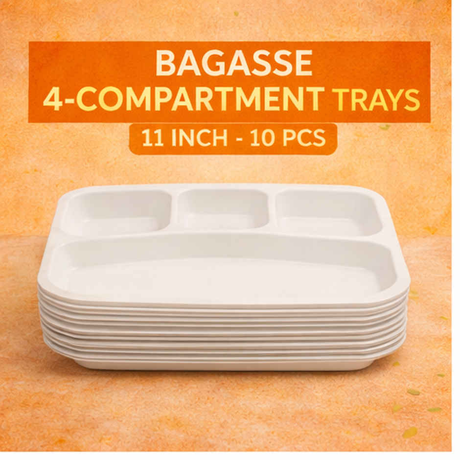 Disposable Bagasse Plates | 4 Compartment | 11 inch | Ezee