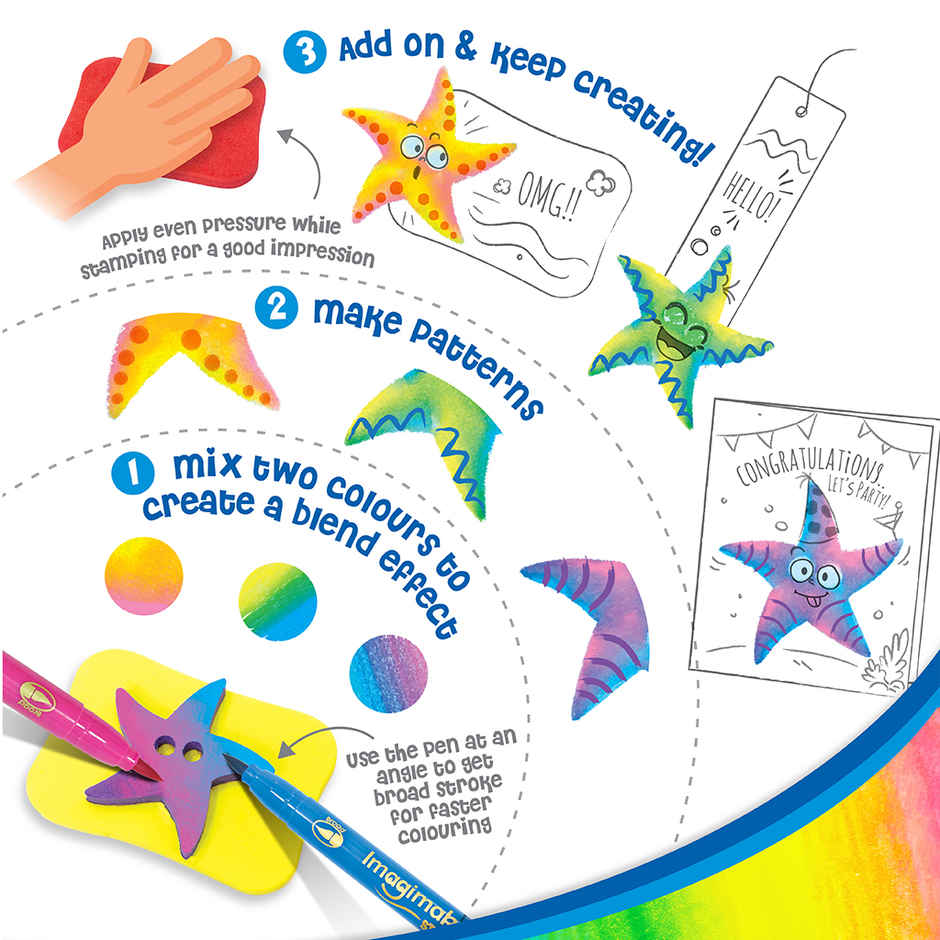 Imagimake Stamp Art | Jungle & Ocean | Creative Toy | Themed Stamp Painting Craft Set