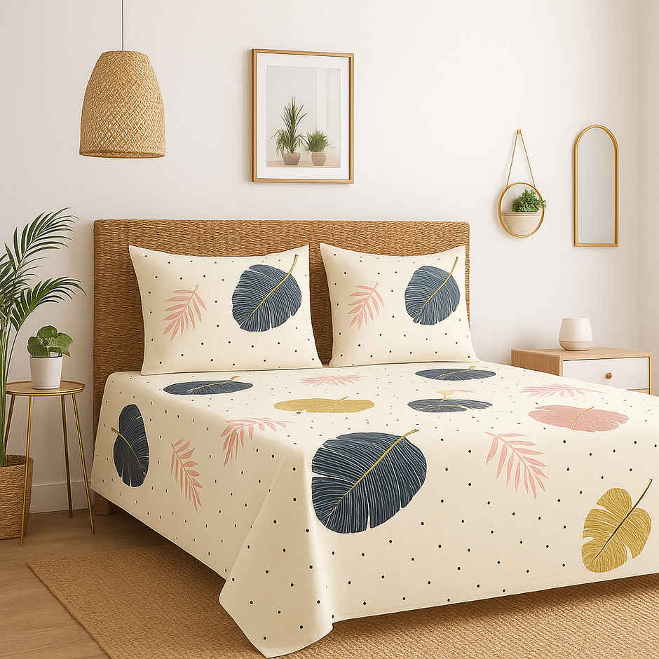 Elegant Weavers Zade Double Microfibre Floral Bedsheet | With 2 Pillow Covers | 87 x 94 in