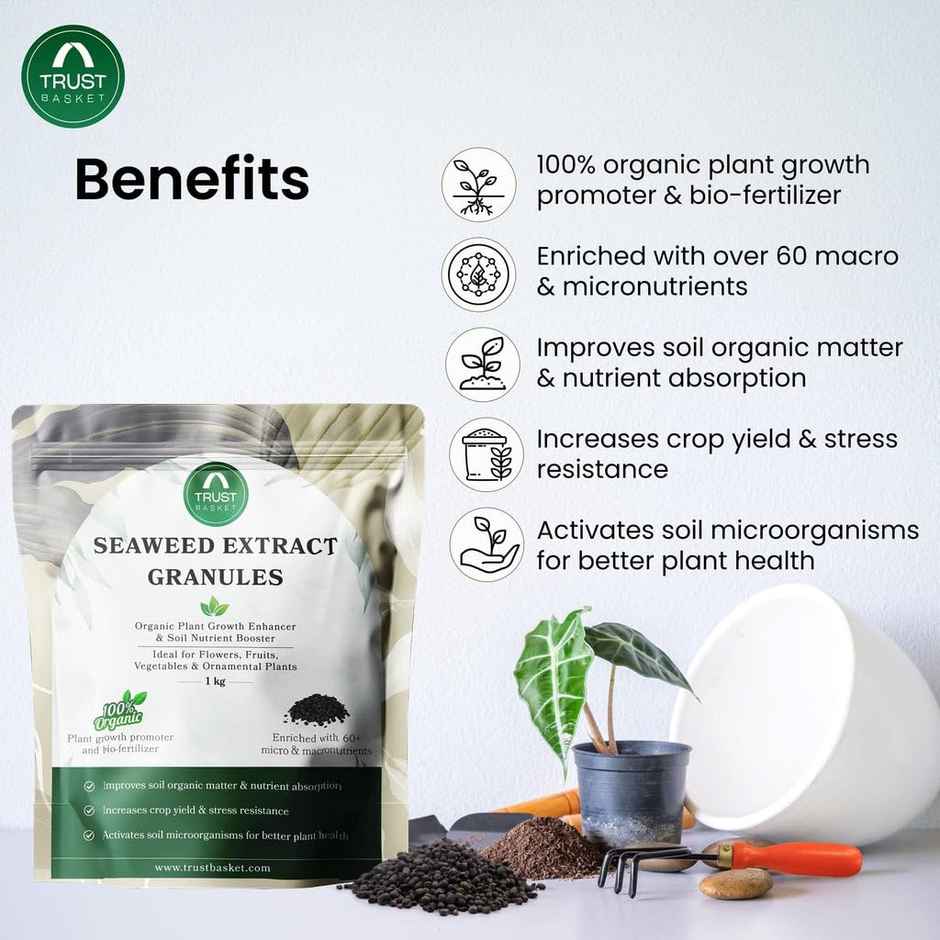 TrustBasket Seaweed Granules | Organic Bio-Stimulant & Fertilizer for Pots & Garden