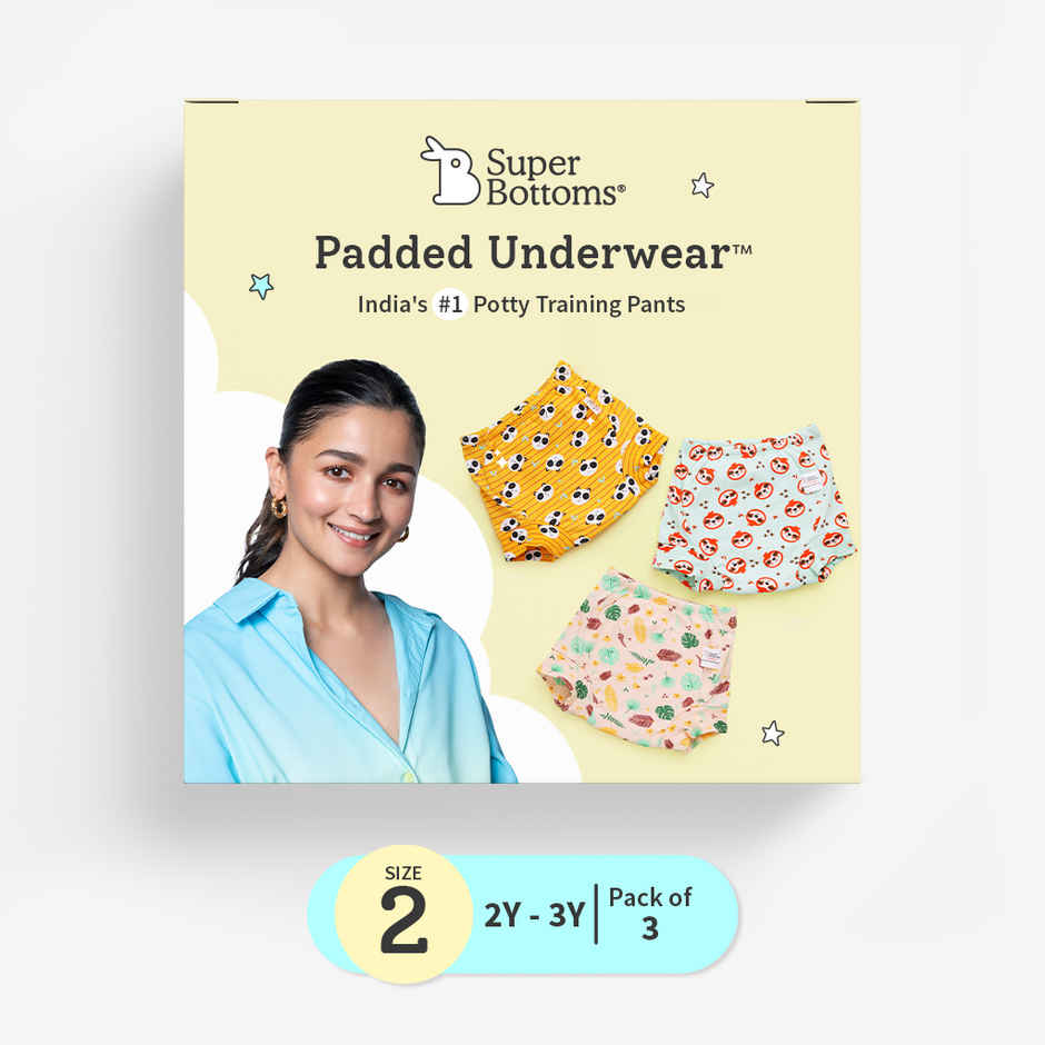 SuperBottoms Padded Underwear 2-3Y | Potty Training Underwear Pack of 3