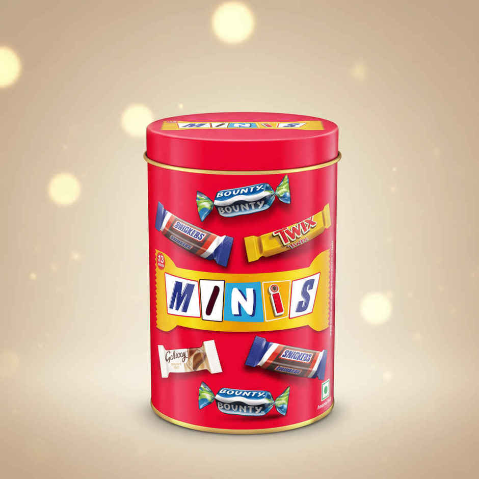 Snickers Best Of Our Minis Chocolate Gift Tin | Gifting Treat | Snickers (133g) & Fnp Single Red Rose Bouquet (1pc) Combo 
