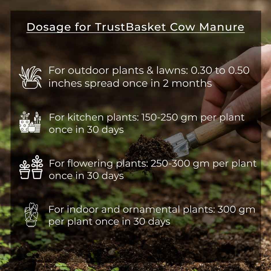 TrustBasket 5 Kg Organic Cow Dung Manure | Fertilizer for Plants & Home Gardening Soil Enrichment