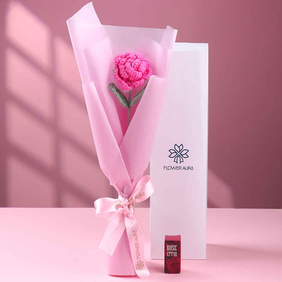 Artificial Pink Rose Crochet Floral Arrangement | for Someone Special | Floweraura