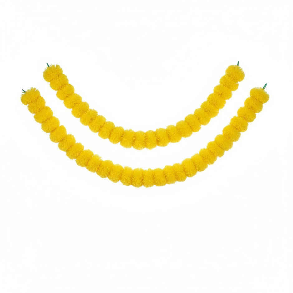 Flower String Bandhanwar | Festival Decoration | Marigold Design | 2 pcs | Yellow | Mangal Bhawan