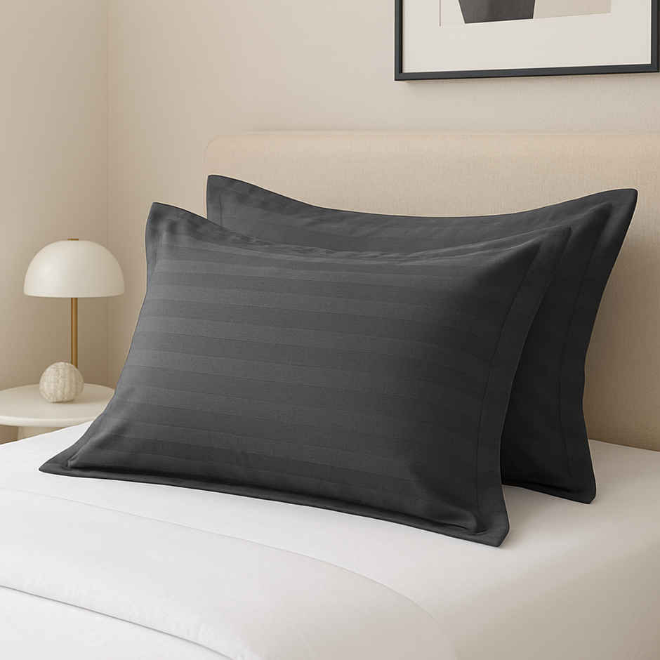 Elegant Weavers Striped Pillow Cover Solid Grey - Pack o