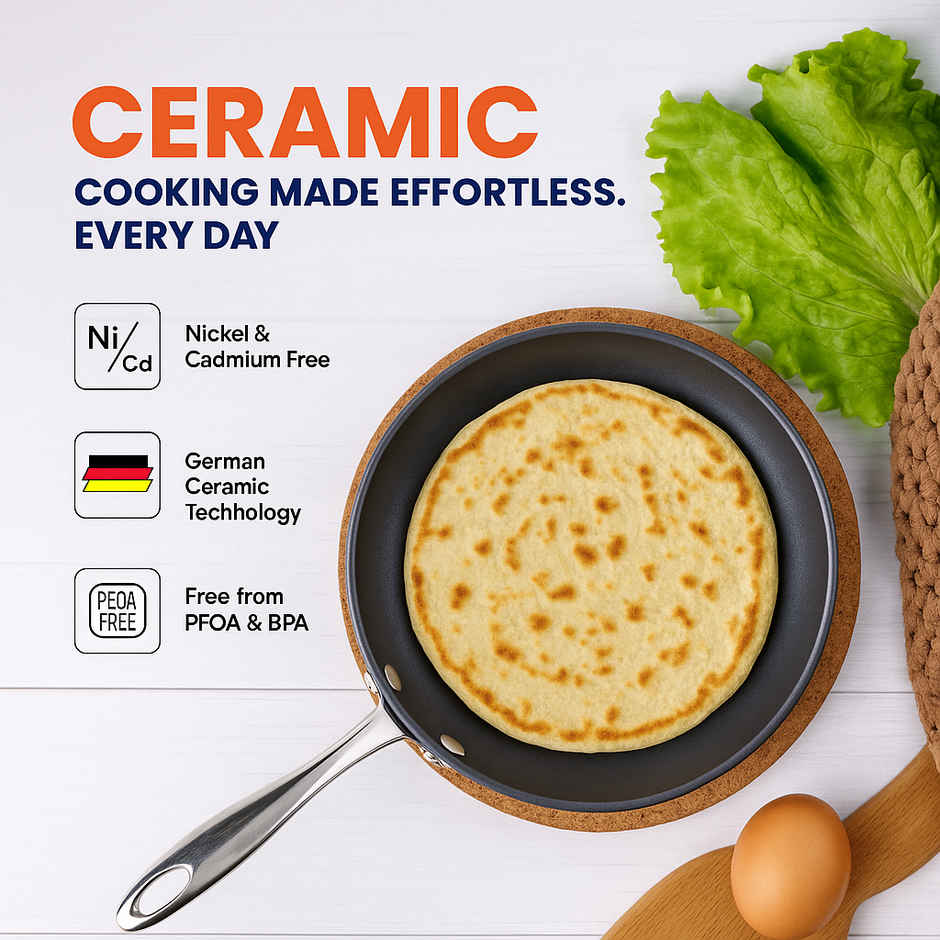 Habitat Ceramic Tawa With Ss Handle Xtreme Coating 28 Cm