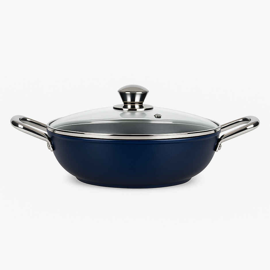 Habitat Ceramic Kadai With Glass Lid Xtreme Coating 28 Cm