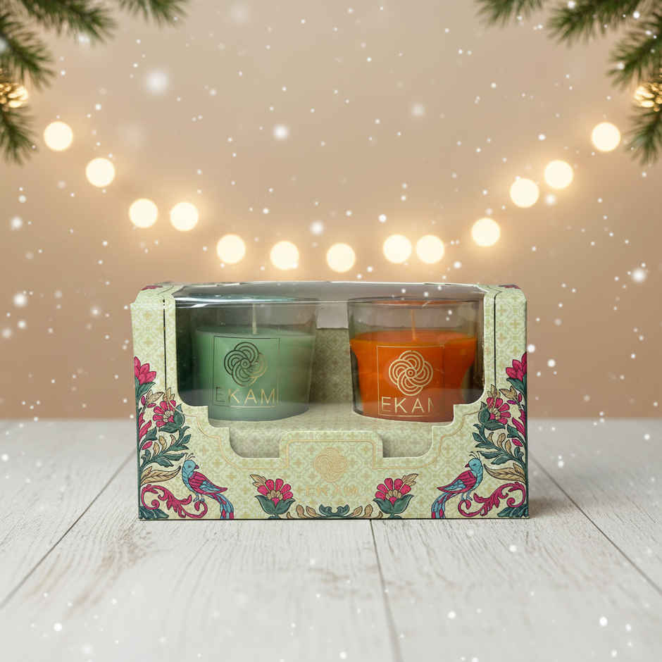 Ekam Scented Votive Candle 2pc Jasmine, Fressia,Grapefruit Mandarin