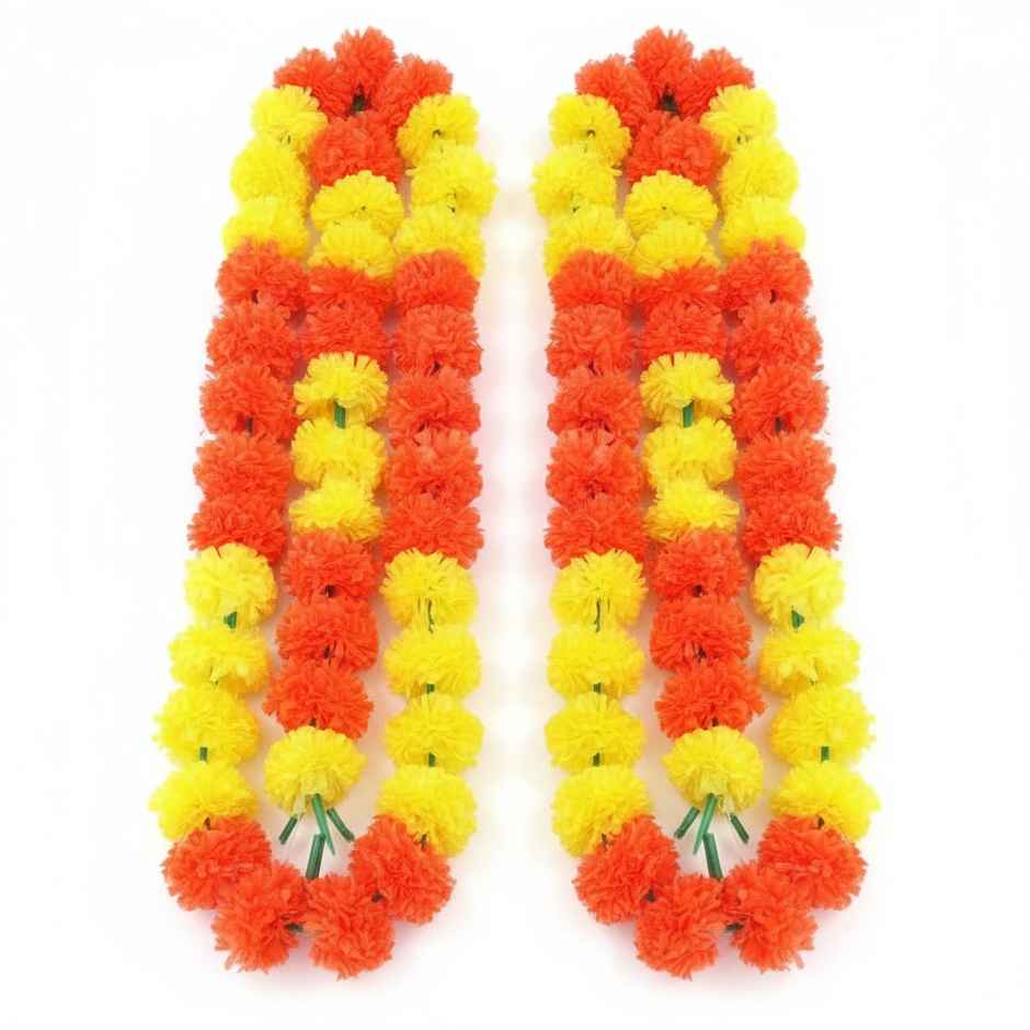 Flower String Bandhanwar | Marigold Paper Design | Yellow & Orange | 2 pcs | Mangal Bhawan