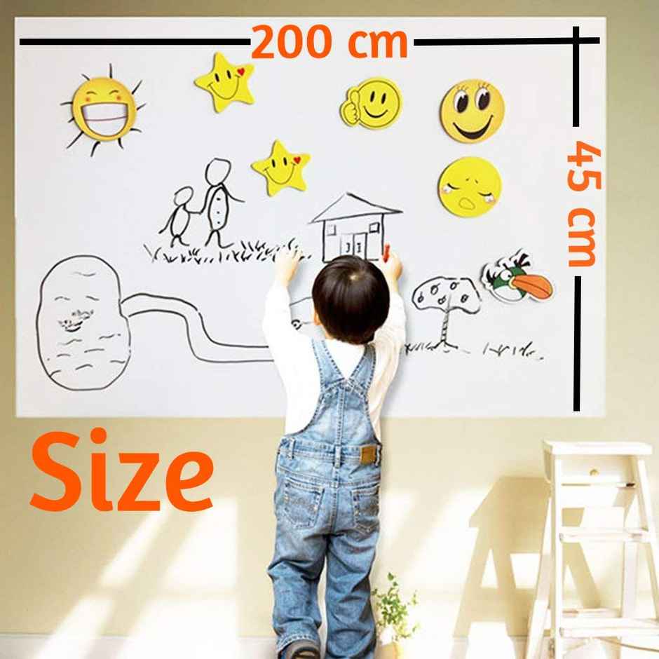 Chrome Polyvinyl Chloride White Board Wall Sticker With For School, Office, College (45X200Cm)