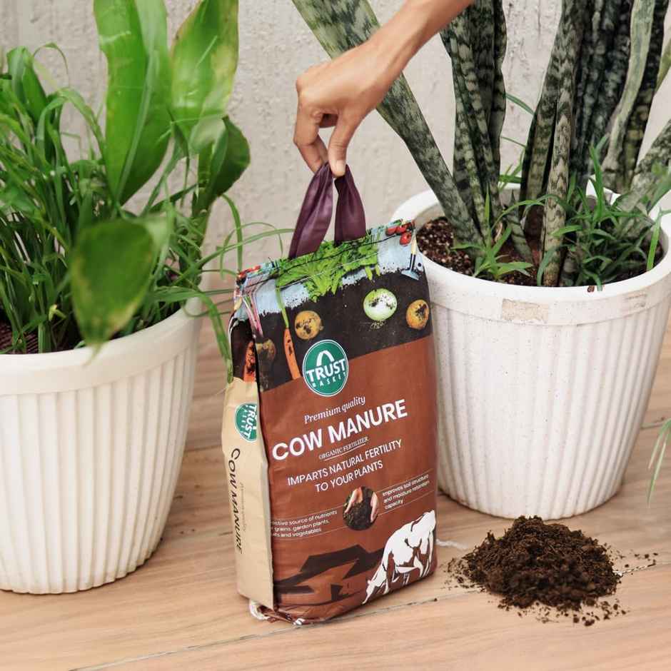 TrustBasket 5 Kg Organic Cow Dung Manure | Fertilizer for Plants & Home Gardening Soil Enrichment