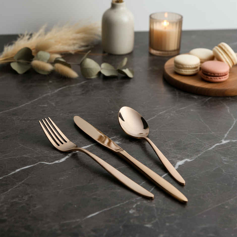 Blackcarrot Cutlery | Set of 3 | Rose Gold | 304 Food Grade Stainless Steel