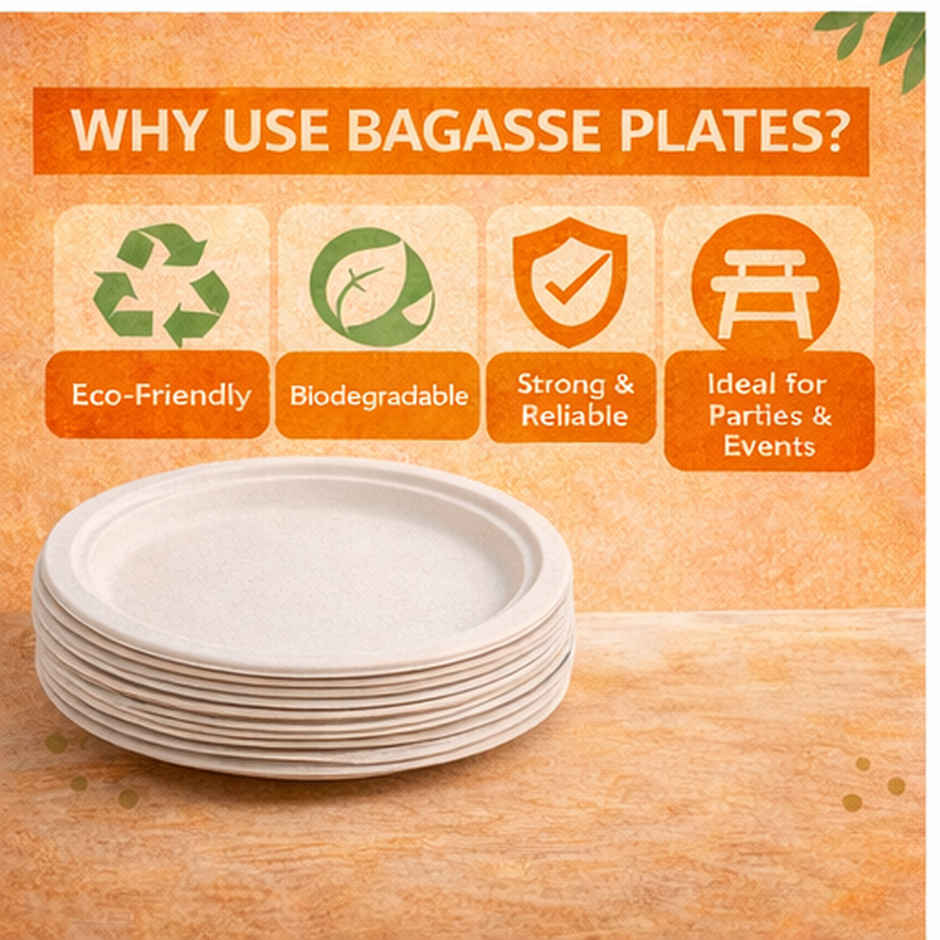 Disposable Bagasse Plates | Round | 11 inch | Ezee