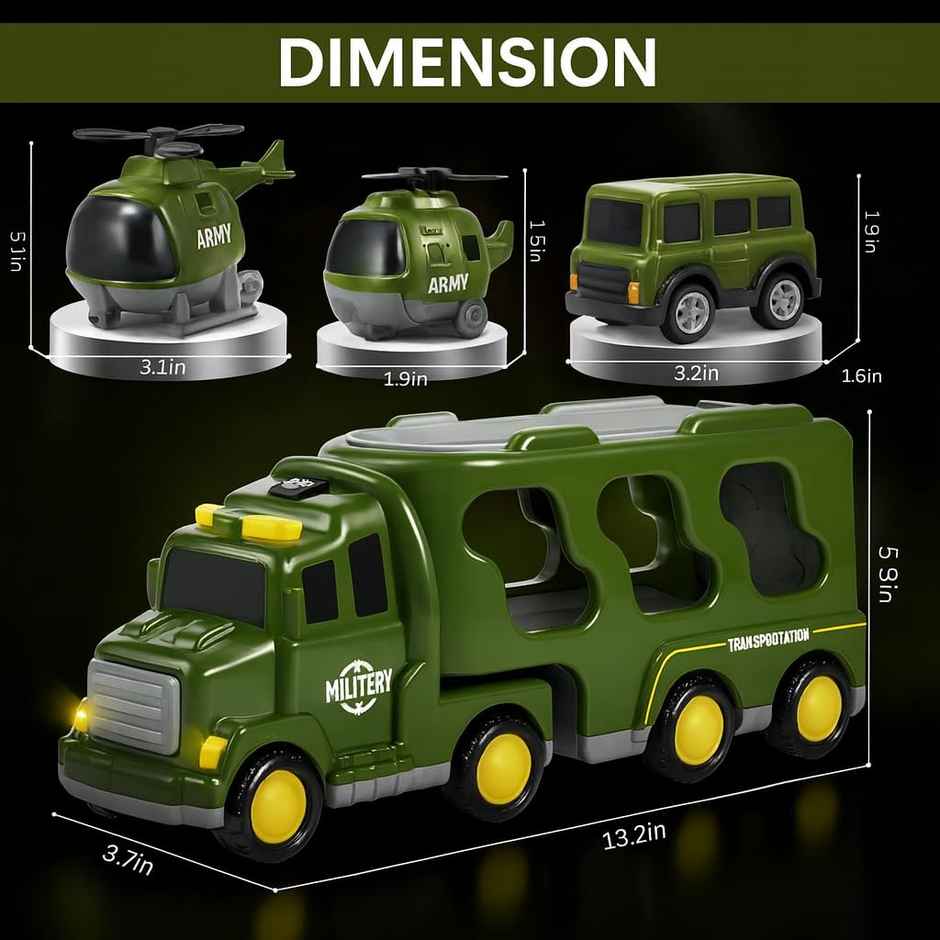 Storio 5 in 1 Army Truck Toy Set | Military Vehicle Toy for Kids