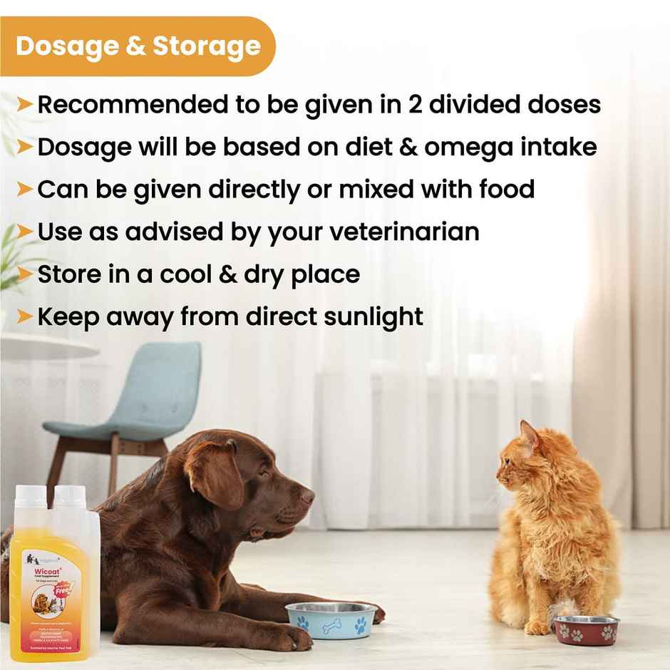 WIGGLES Wicoat Dog Skin Coat Supplement Syrup Cat, Multivitamins Itchy Dry Skin Care Treatment