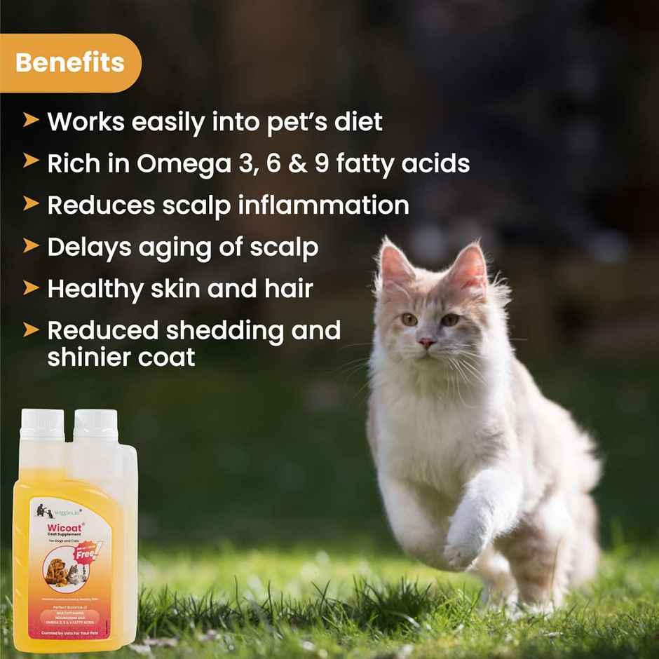 WIGGLES Wicoat Dog Skin Coat Supplement Syrup Cat, Multivitamins Itchy Dry Skin Care Treatment