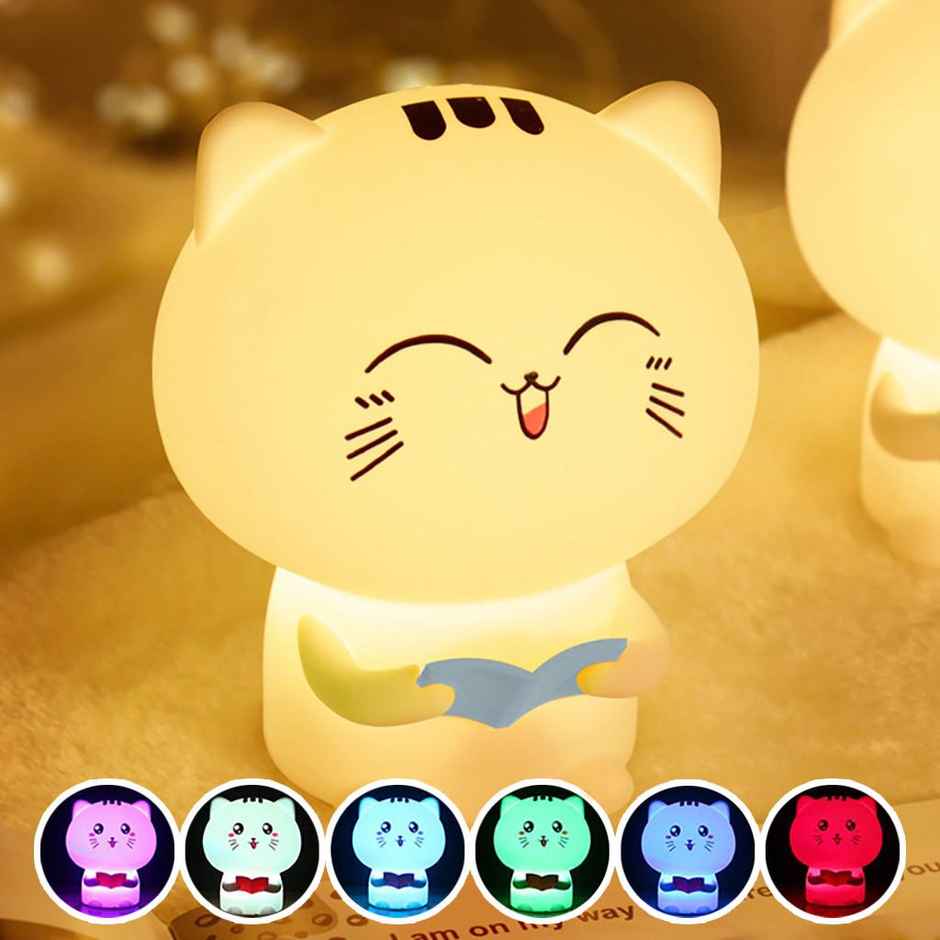 Hashwow Cat Reading Book silicone Night lamp for Kids | Rechargeable Touch Lamp for Kids, Girls