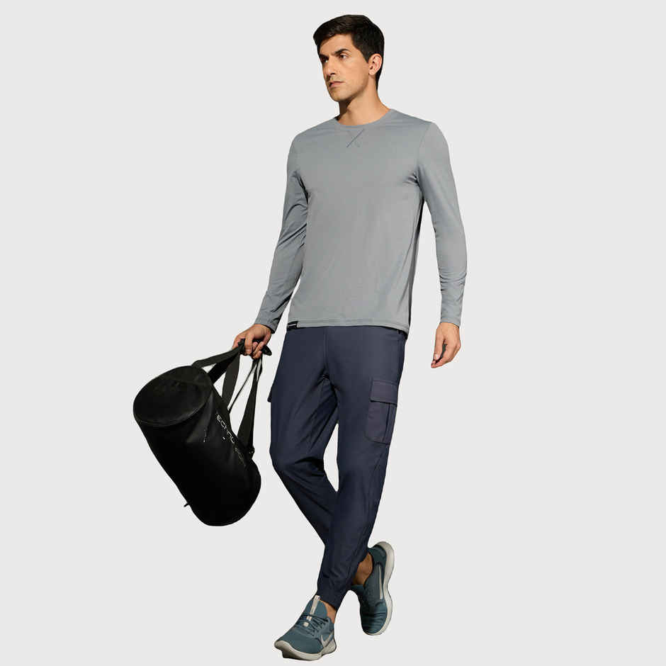 Technosport Men's Poly Solid Slim Fit Round Neck Full Sleeve Sports T-shirt | Turbulence - S