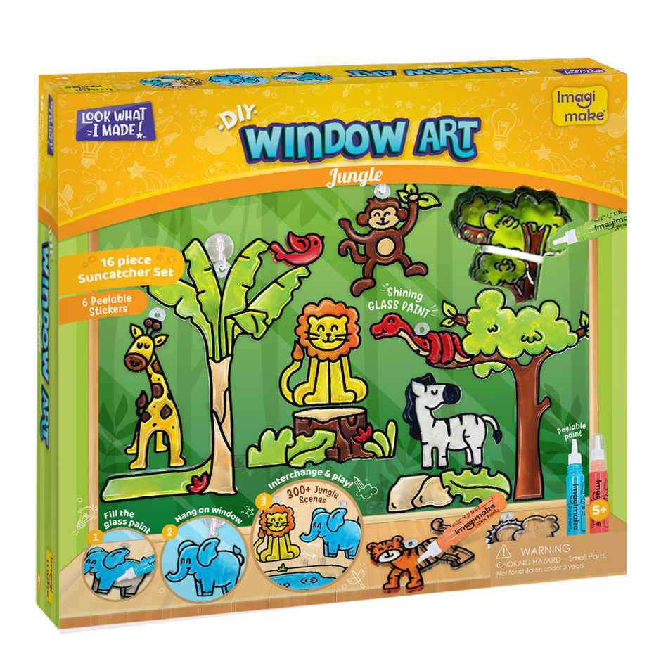 Imagimake Window Art | Jungle | Decorative Glass Painting Toy | Window Art for Kids