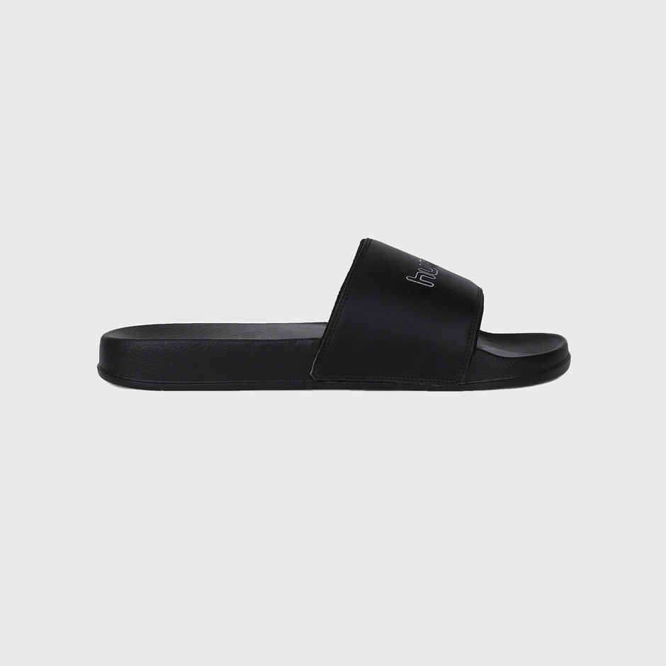 hummel Classic lightweight slides for Men with Cushioned Sole and Arch Support | Black | 7