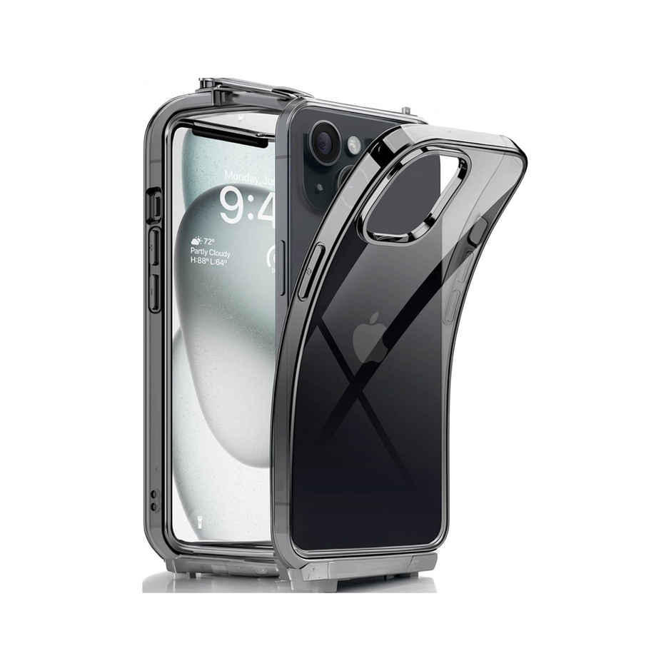 ExpressB For iPhone 15 Plus Case Cover Clear Transparent | Thin Soft Back - Clear Black