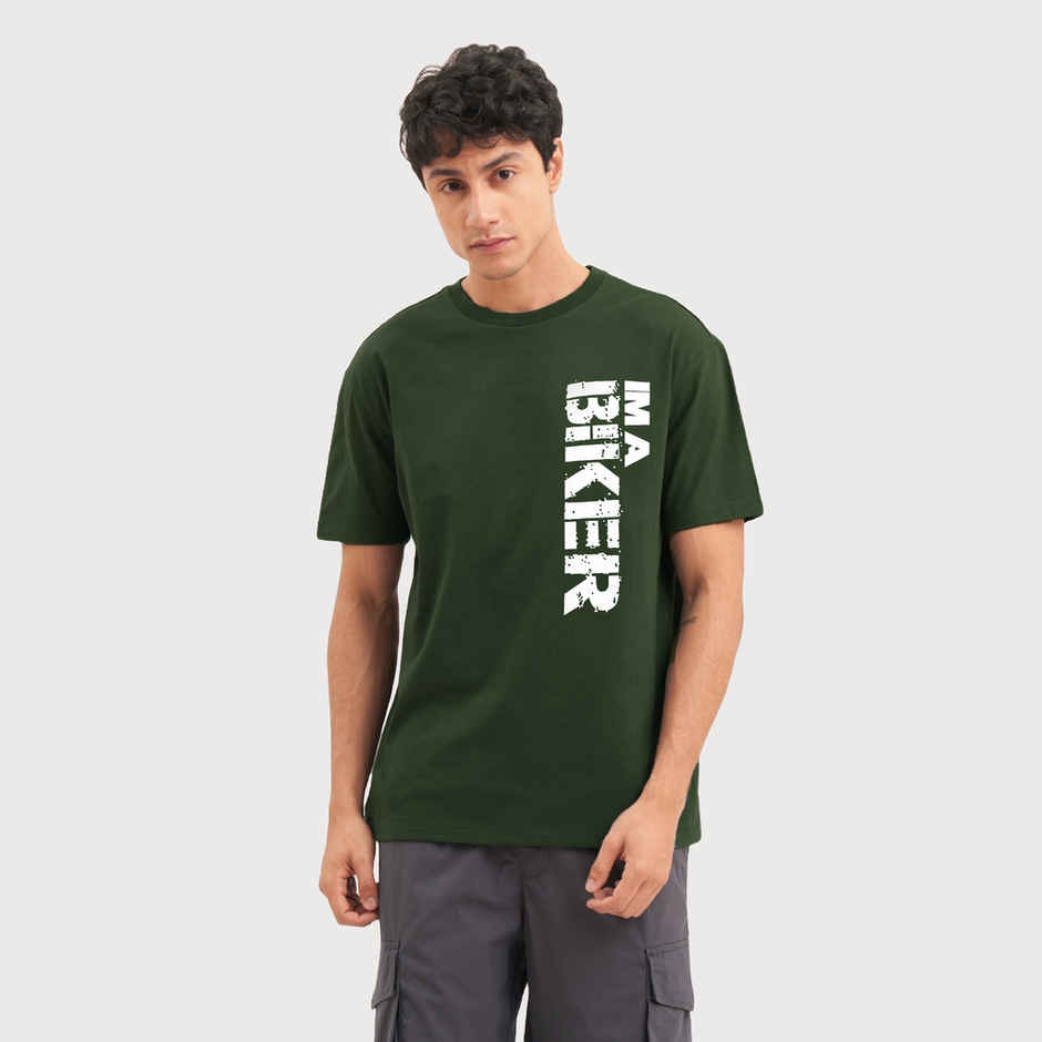 De Tees Men's Half Sleeve T-shirt | MHS-BIKER | Olive - L