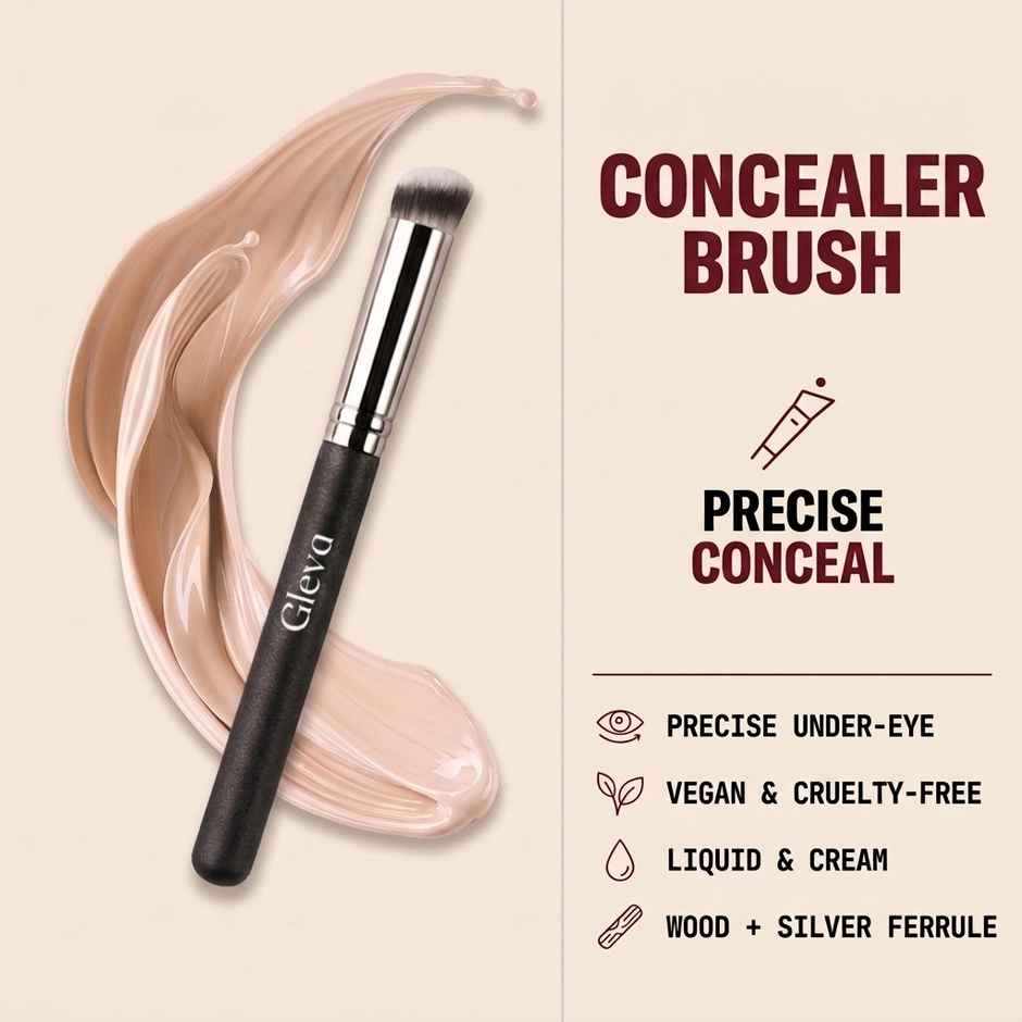 Gleva Small Concealer Brush Precision Makeup for Spot Application | Black