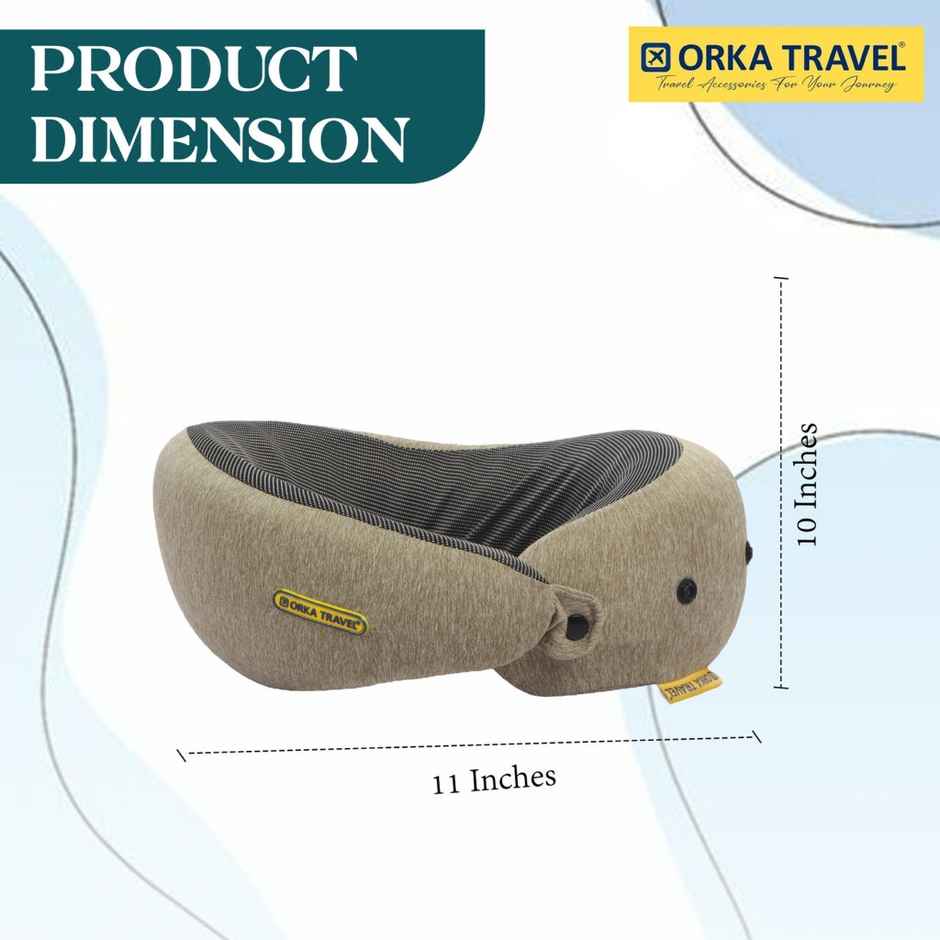 ORKA Unisex Solid Melange Neck Pillow | Brown - One Size