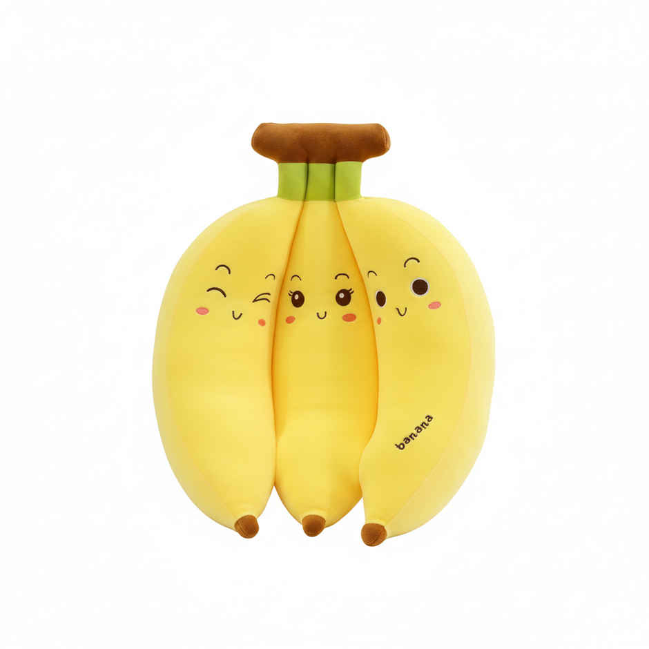 Storio Banana Bunch Pillow Soft Toy for Kids Huggable Plush Doll Room Decoration | 30 cm