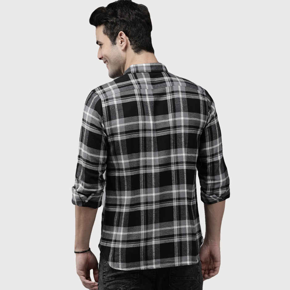 The Bear House Men Slim Fit Checked Shirt - Repos | Grey | M