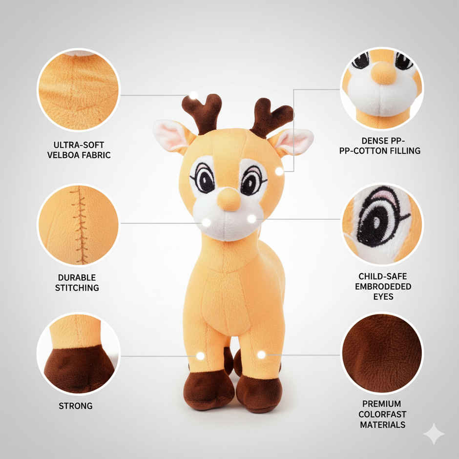 Storio Deer Stuffed Plush Animal | Yellow - 30 cm