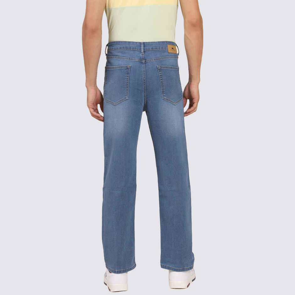 Dennis Lingo Men's Mid-Rise Light Fade Straight Fit Stretchable Jeans | Blue | 34