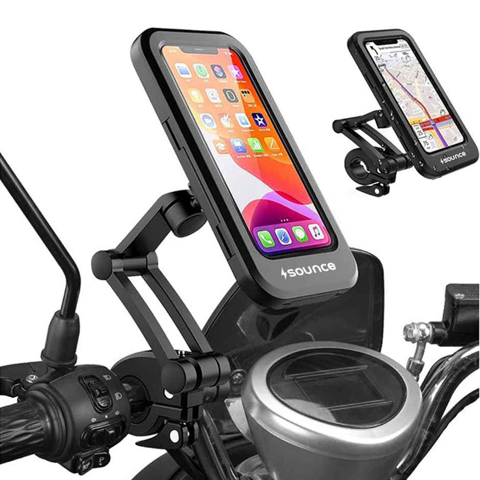 Sounce Bike Phone Mount Waterproof Smartphone Holder For 4 - 7 inches Smartphones| 360 Rotation - Black