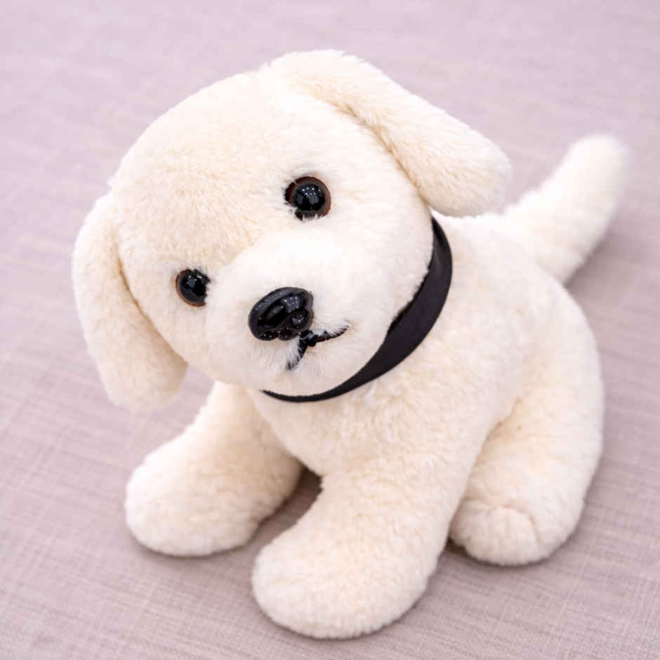 DearJoy Sitting Dog Soft Toy - White, 25cm