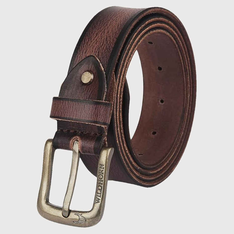 Wildhorn Men's Solid Genuine Leather Leather Belt | Brown - Free Size
