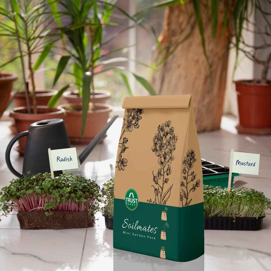 TrustBasket Soilmates Garden Kit | Microgreens Starter Kit for Indoor Growing