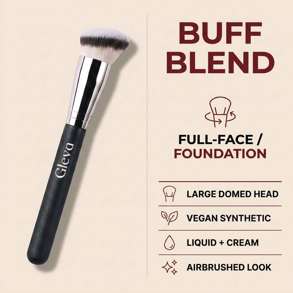 Gleva Angled Foundation Brush for Liquid Cream Makeup Blending Black Soft Bristles
