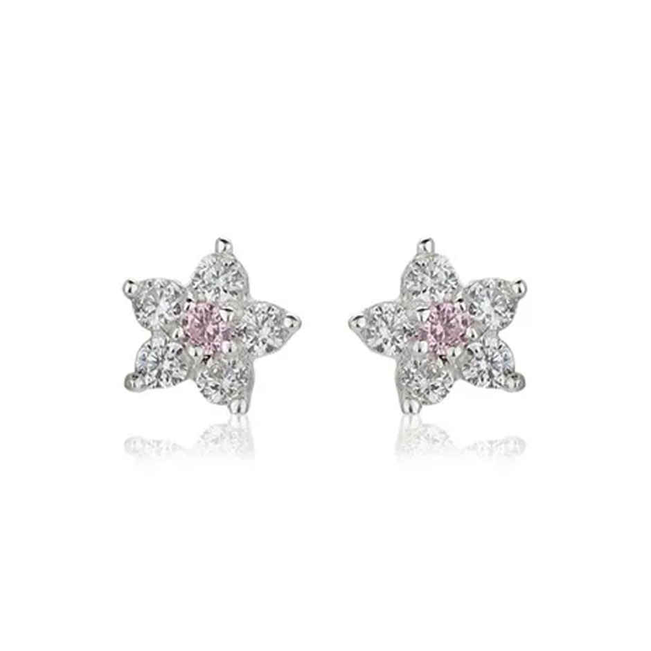 Carlton London 925 Sterling Silver Rhodium Plated with CZ Floral Stud Earring | S122327E-1