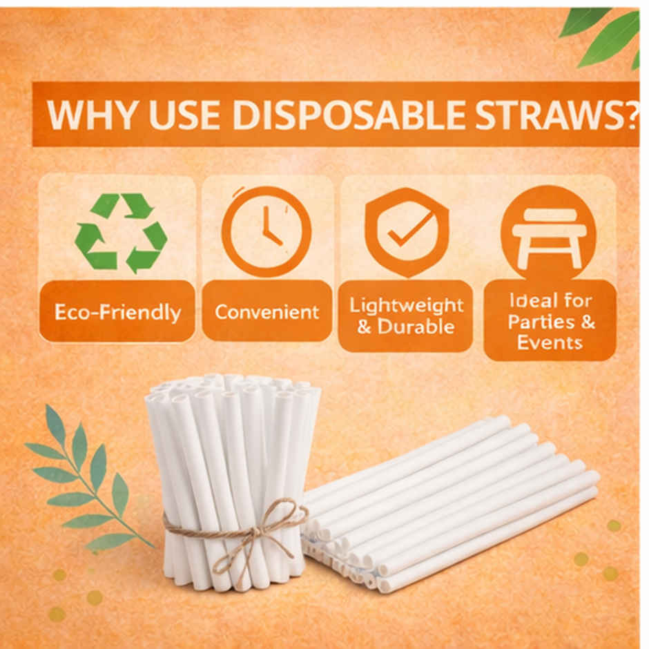 Ezee Disposable Paper Straws | 8 mm
