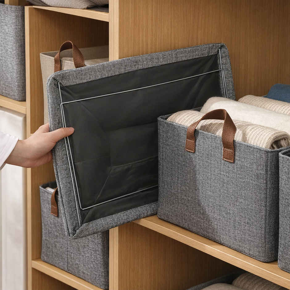 Zedak Non-woven Foldable Cloth Organizer | Grey
