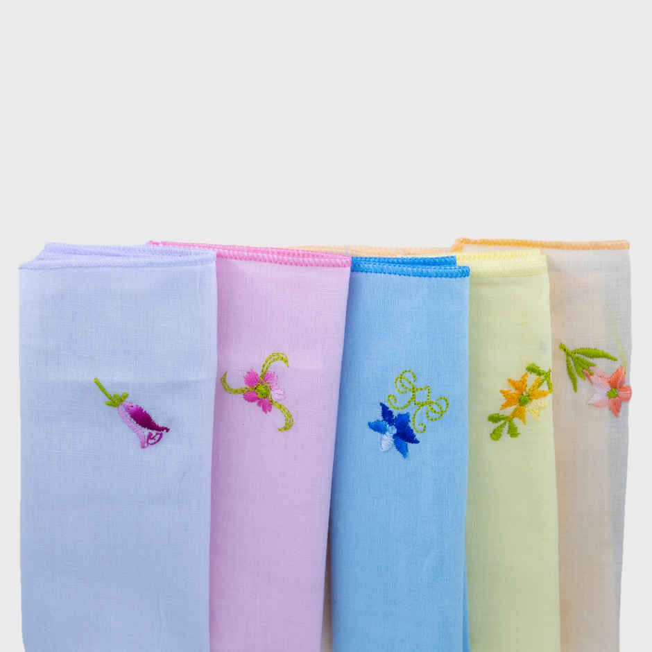Englo Women's Embroidered Cotton Handkerchief | Multicolour - One Size