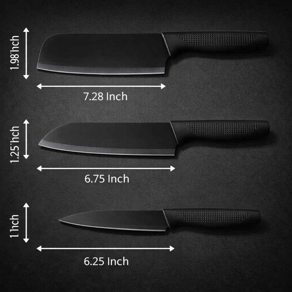 Daluci Kitchen Knife Set Stainless Steel Professional Knives with Non Slip Handle Black