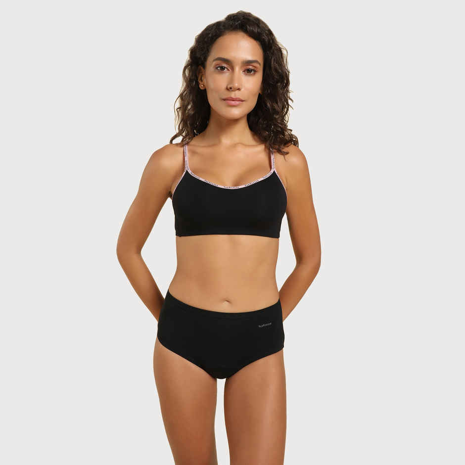 Van Heusen Women Pure Black Solid Seamless Cups Non Padded Cami Bra |34B