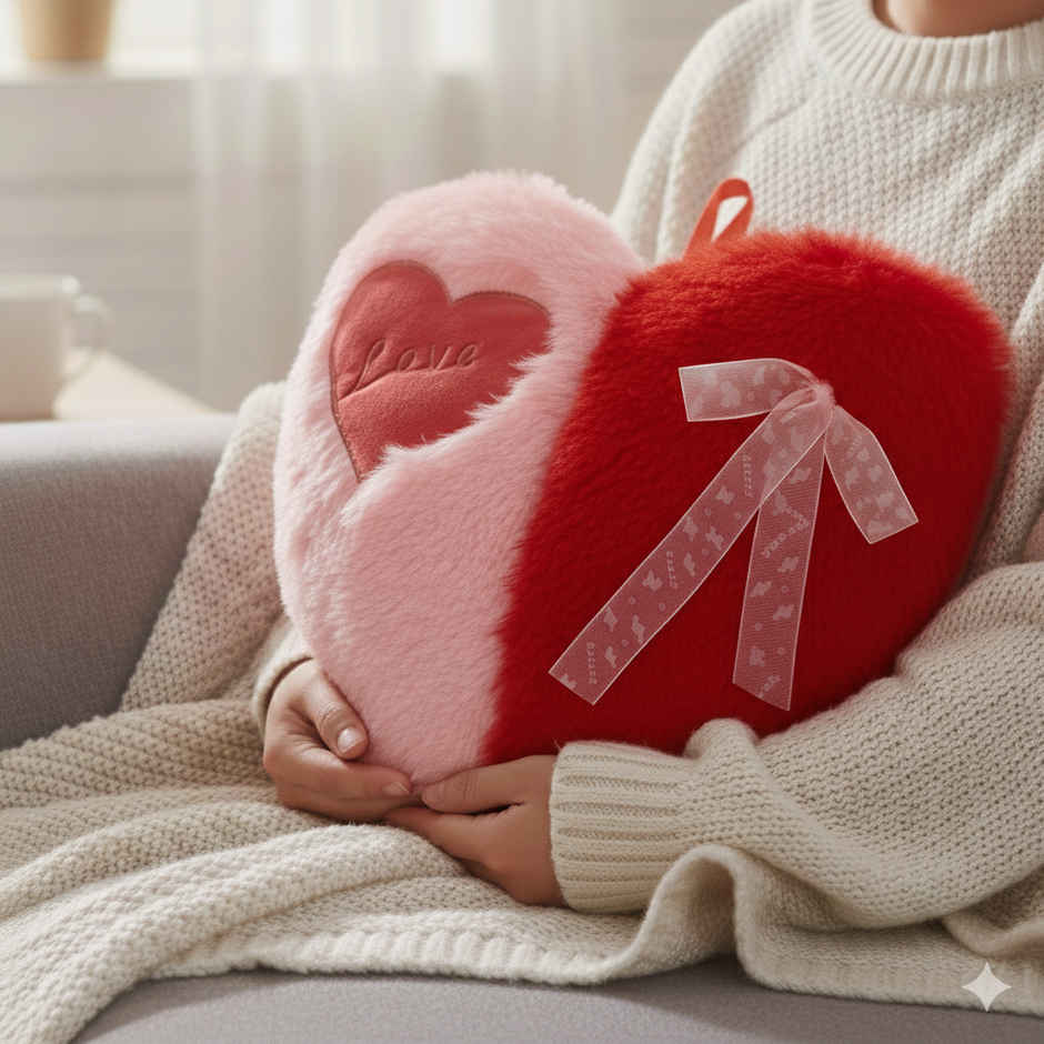 Dearjoy Pink and Red Heart Pillow 35 cm