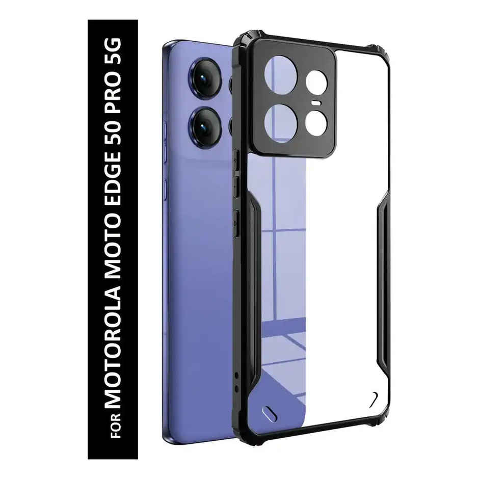 Kwine Case Motorola Moto Edge 50 Pro Back Cover - Black Bordered Transparent Case